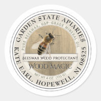 Realistic Bee Beeswax Wood Conditioner Label