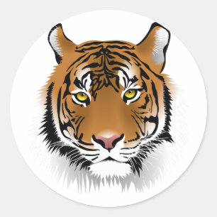 Realistic Bengal Tiger Face Classic Round Sticker