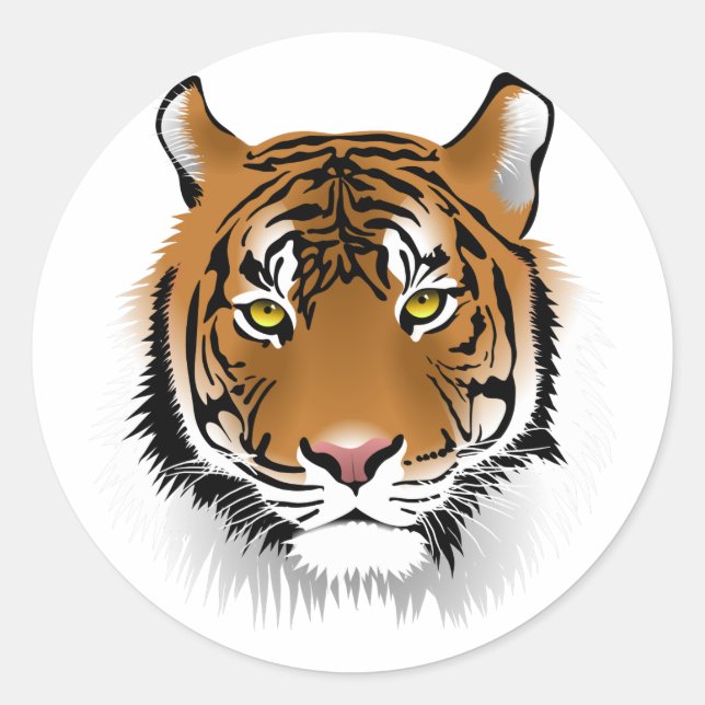 Realistic Bengal Tiger Face Classic Round Sticker (Front)
