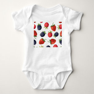 Realistic Berries Delicious Seamless Pattern Baby Bodysuit