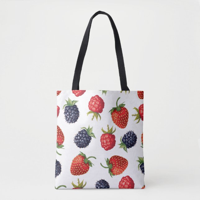 Realistic Berries Delicious Seamless Pattern Tote Bag (Front)
