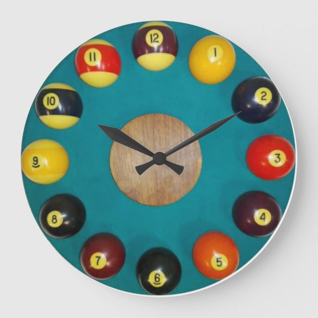 Realistic billiard balls retro large clock (Front)
