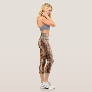 Realistic Birch Tree Bark Texture Capri Leggings
