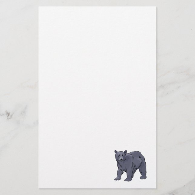 realistic black bear design stationery (Front)