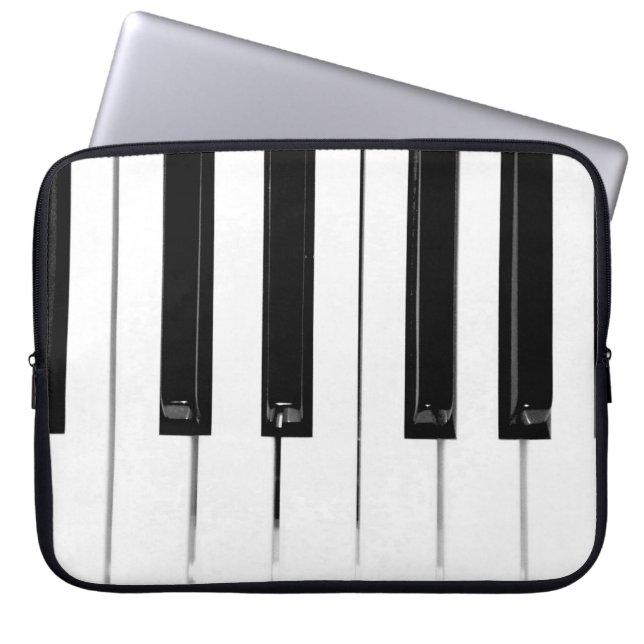 Realistic Black White Piano Keyboard Keys Laptop Sleeve (Front)