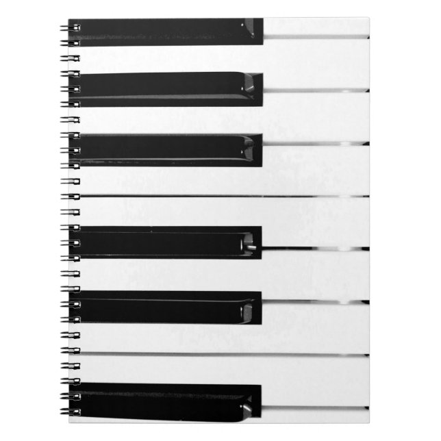 Realistic Black White Piano Keyboard Keys Notebook (Front)