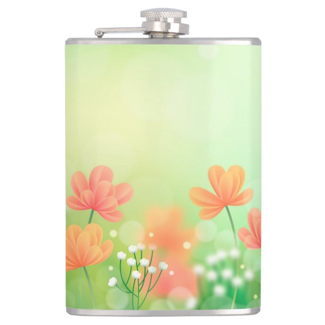 Realistic Blurred Spring Background-52374 Hip Flask (Front)