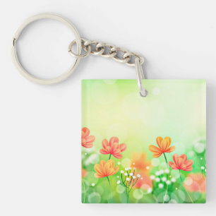 Realistic Blurred Spring Background-52374 Keychain