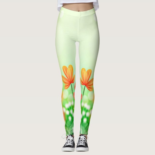 Realistic Blurred Spring Background-52374 Leggings (Front)
