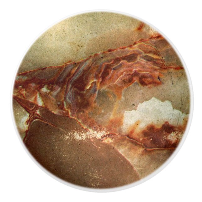 Realistic Brown Faux Marble Stone Pattern 2 Ceramic Knob (Front)