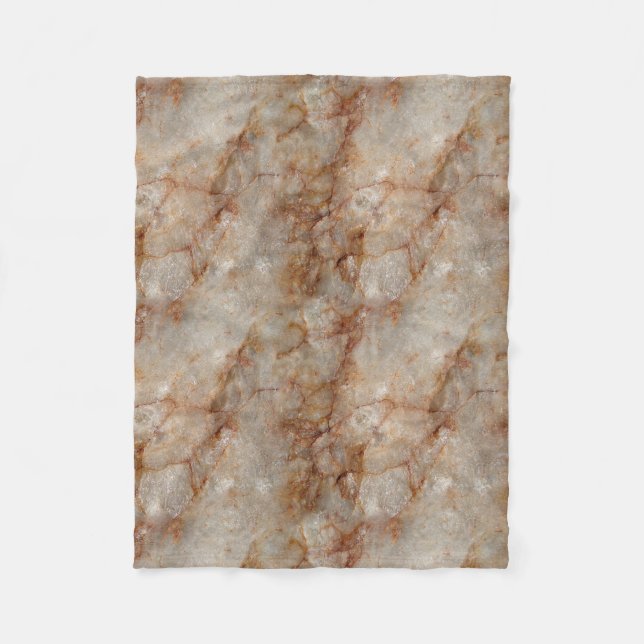 Realistic Brown Faux Marble Stone Pattern Fleece Blanket (Front)