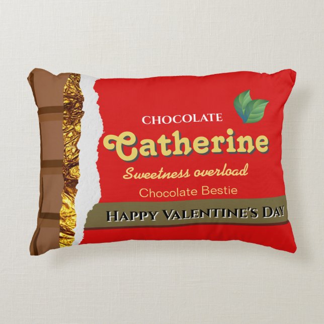 Realistic Brown & Red Valentines Chocolate Funny Accent Pillow (Front)