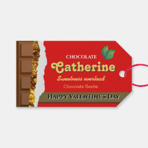 Realistic Brown & Red Valentines Chocolate Funny Gift Tags