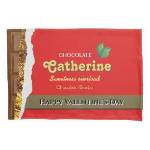 Realistic Brown & Red Valentines Chocolate Funny Pillowcase