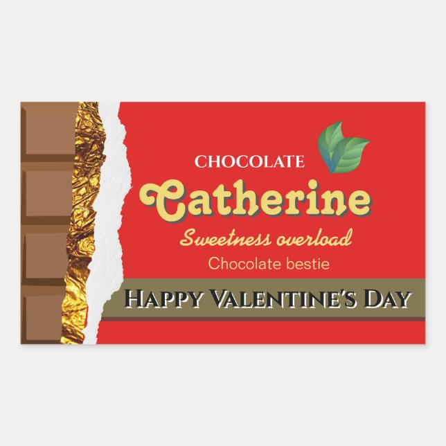 Realistic Brown & Red Valentines Chocolate Funny Sticker (Front)