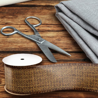 Realistic Burlap Texture Simple Chic Rustic Brown Satin Ribbon