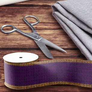 Realistic Burlap Texture Simple Chic Rustic Purple Grosgrain Ribbon