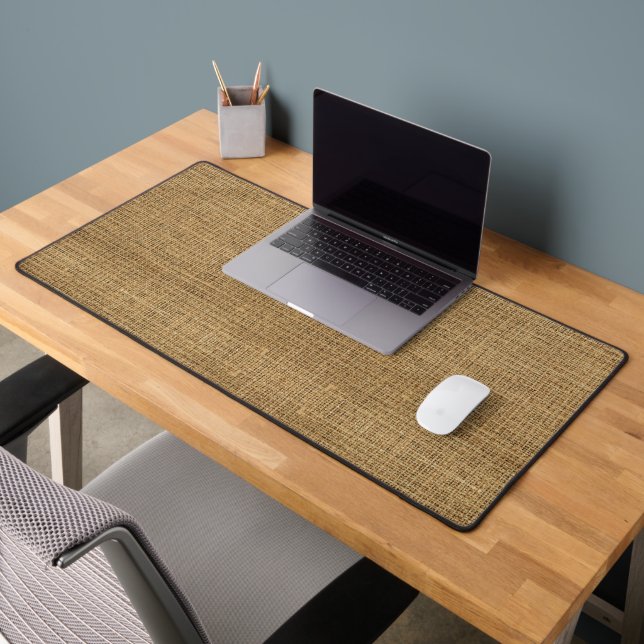   Realistic Burlap Texture Simple Rustic Brown Tan Desk Mat (Office 2)