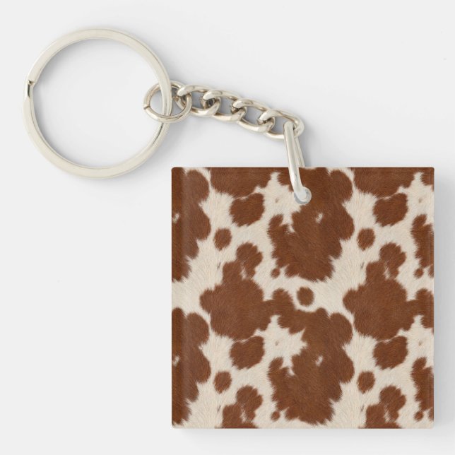 Realistic Calf Hide Pattern Keychain (Front)