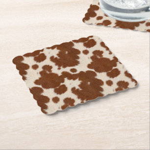 Realistic Calf Hide Pattern Paper Coaster