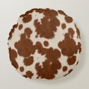 Realistic Calf Hide Pattern Round Pillow