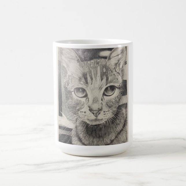 Realistic Cat Drawing Mug  (Center)