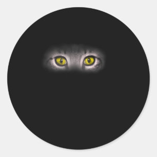 Realistic Cat Eyes Kitty Feline Graphic Art Black  Classic Round Sticker