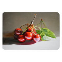 Realistic Cherry Still Life with Leaves Fine Art