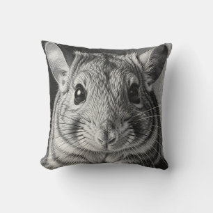 Realistic Chinchilla Portrait Sketch Throw Pillow