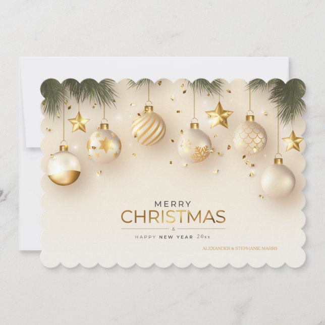 Realistic Christmas Ornaments Holiday Card (Front)