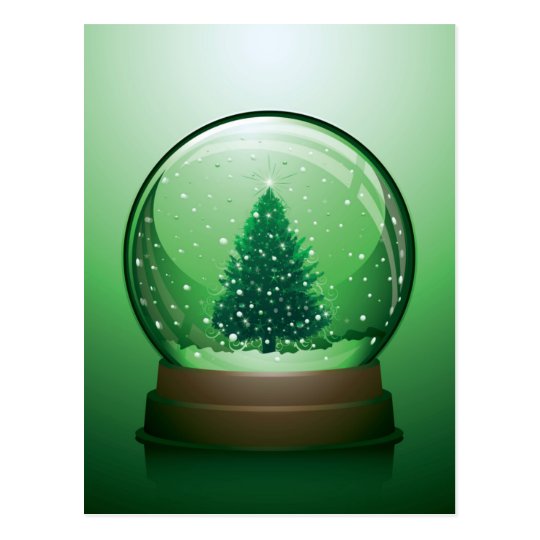 Realistic Christmas Snow Globe Postcard