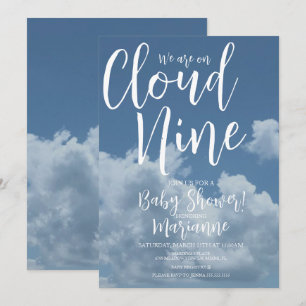 Realistic Clouds Cloud Nine Baby Shower   Invitation