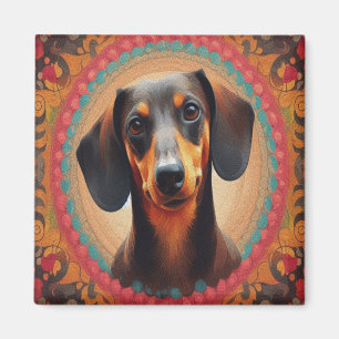 Realistic Colourful Dachshund Dog for Dog Lovers  Magnet