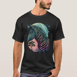 Realistic Colourful Zebra in Wilderness Nature on T-Shirt