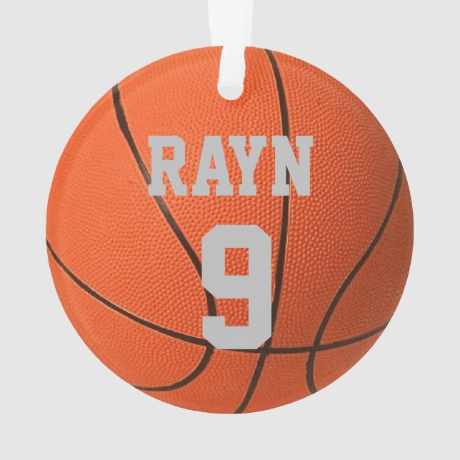 Realistic cool Basketball Custom Name and Number Ornament (Back)
