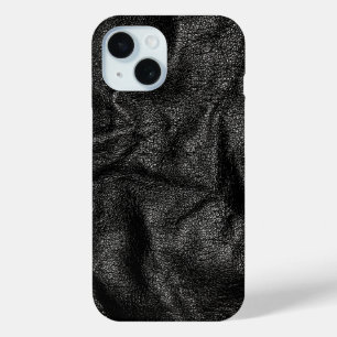 Realistic Cool Black Leather Texture  iPhone 15 Case