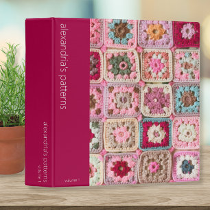 Realistic Crochet Granny Square Pattern Keeper Binder