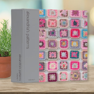 Realistic Crochet Granny Square Pattern Keeper Binder