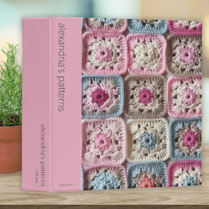 Realistic Crochet Granny Square Pattern Keeper Binder