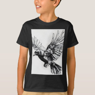 Realistic Crow Pencil Drawing Sticker  T-Shirt