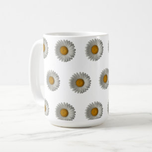 Realistic Daisy on Black Background Design Coffee Mug