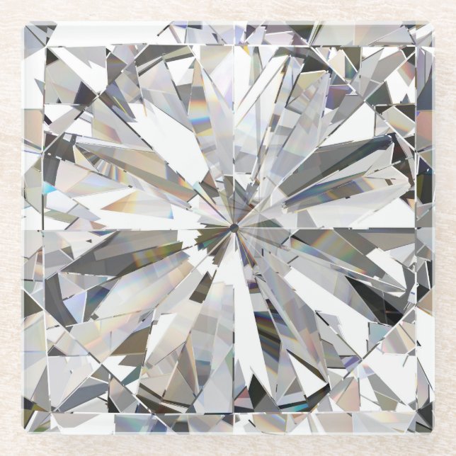 Realistic Diamond: 3D Close-Up Glass Coaster (Front)