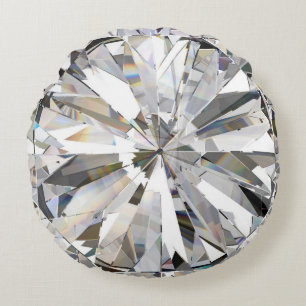 Realistic Diamond: 3D Close-Up Round Pillow