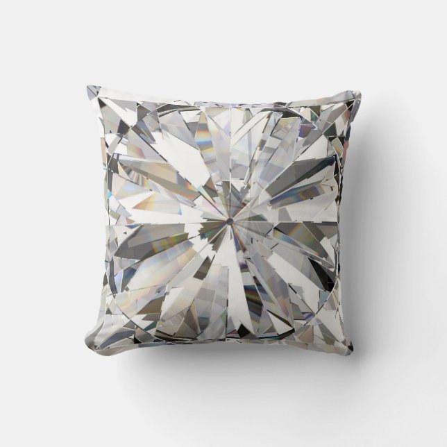 Realistic Diamond: 3D Close-Up Throw Pillow (Front)