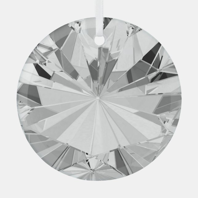 Realistic Diamond: 3D Texture Close-Up Glass Ornament (Front)