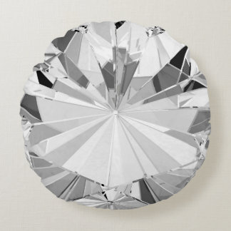 Realistic Diamond: 3D Texture Close-Up Round Pillow