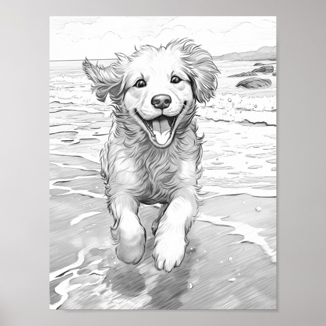 Realistic Dog Adult Colouring Poster (Front)