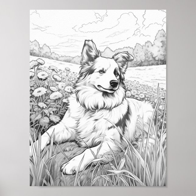 Realistic Dog Adult Colouring Poster (Front)