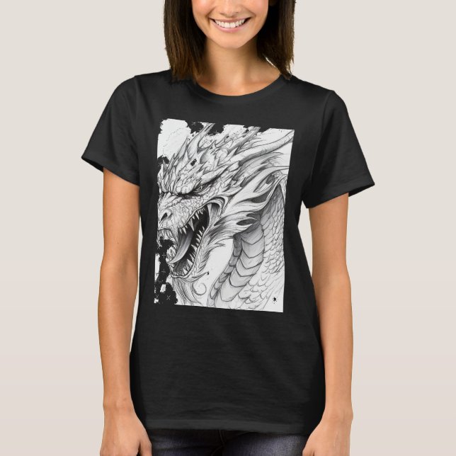 Realistic Dragon Drawing Sticker  T-Shirt (Front)