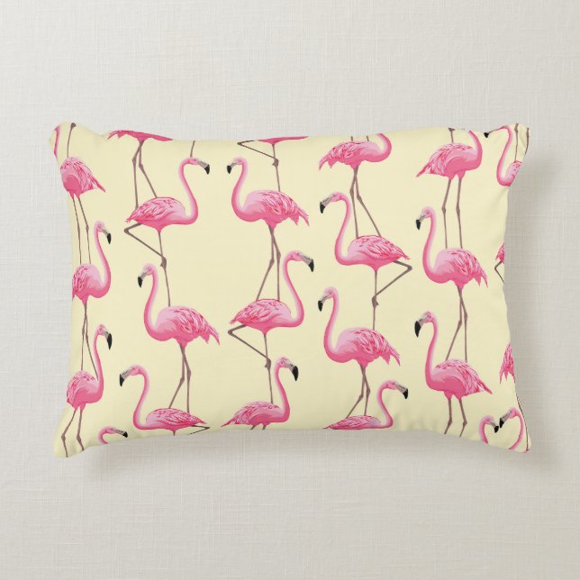 Realistic Flamingo Bird Vertical Pattern Accent Pillow (Front)